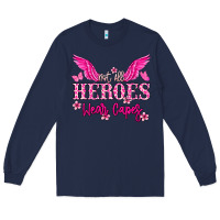 Navy Not all heroes wear capes Cancer Awareness Long Sleeve Tee - HowdyJamesFarm