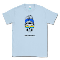Blue Glitter Rainbow Mom Skull Classic Tee | Teevron