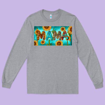 Western Mama With Sunflowers And Cactus Long Sleeve Tee Designed By Ranaportraitstore