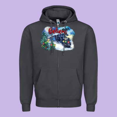 Believe Polar Express Zipper Hoodie Designed By Fadigitalartstudio