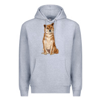 Heather Grey shiba inu Premium Hoodie - RanaPortraitStore
