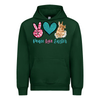 Forest Green peace love easter with bunny and butterfly Urban Hoodie - Artiststas