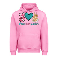 Fuchsia Pink peace love easter with bunny and butterfly Urban Hoodie - Artiststas