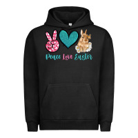 Pigment Black peace love easter with bunny and butterfly Urban Hoodie - Artiststas
