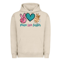 Pigment French Oak peace love easter with bunny and butterfly Urban Hoodie - Artiststas