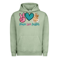 Pigment Oil Green peace love easter with bunny and butterfly Urban Hoodie - Artiststas