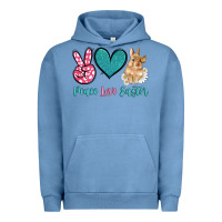 Pigment Pebble Blue peace love easter with bunny and butterfly Urban Hoodie - Artiststas