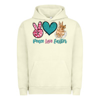 Pigment Pistachio peace love easter with bunny and butterfly Urban Hoodie - Artiststas