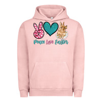 Pigment Salmon peace love easter with bunny and butterfly Urban Hoodie - Artiststas