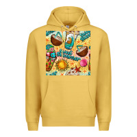 Antique Gold sweet summer coffee cups with colorful leopard and sea stars seamless  Premium Hoodie - BundleAndBundleShop