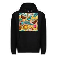 Black sweet summer coffee cups with colorful leopard and sea stars seamless  Premium Hoodie - BundleAndBundleShop