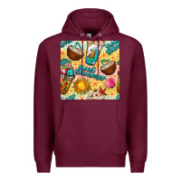 Burgundy sweet summer coffee cups with colorful leopard and sea stars seamless  Premium Hoodie - BundleAndBundleShop