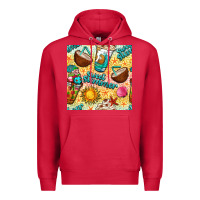 Cardinal sweet summer coffee cups with colorful leopard and sea stars seamless  Premium Hoodie - BundleAndBundleShop