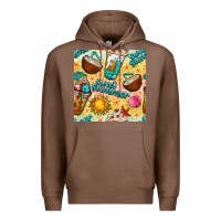 Chestnut sweet summer coffee cups with colorful leopard and sea stars seamless  Premium Hoodie - BundleAndBundleShop