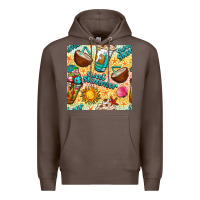 Coffee sweet summer coffee cups with colorful leopard and sea stars seamless  Premium Hoodie - BundleAndBundleShop