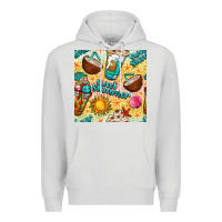 Dove Grey sweet summer coffee cups with colorful leopard and sea stars seamless  Premium Hoodie - BundleAndBundleShop