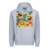 Heather Grey sweet summer coffee cups with colorful leopard and sea stars seamless  Premium Hoodie - BundleAndBundleShop