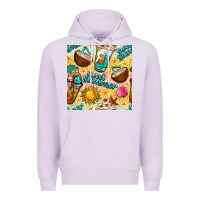Lilac sweet summer coffee cups with colorful leopard and sea stars seamless  Premium Hoodie - BundleAndBundleShop