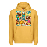 Mustard sweet summer coffee cups with colorful leopard and sea stars seamless  Premium Hoodie - BundleAndBundleShop
