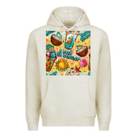 Oatmeal Heather sweet summer coffee cups with colorful leopard and sea stars seamless  Premium Hoodie - BundleAndBundleShop