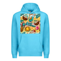 Ocean Blue sweet summer coffee cups with colorful leopard and sea stars seamless  Premium Hoodie - BundleAndBundleShop