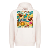 Pale Pink sweet summer coffee cups with colorful leopard and sea stars seamless  Premium Hoodie - BundleAndBundleShop