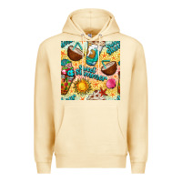 Pina Colada sweet summer coffee cups with colorful leopard and sea stars seamless  Premium Hoodie - BundleAndBundleShop