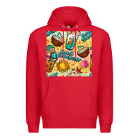 Red sweet summer coffee cups with colorful leopard and sea stars seamless  Premium Hoodie - BundleAndBundleShop