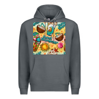Rock sweet summer coffee cups with colorful leopard and sea stars seamless  Premium Hoodie - BundleAndBundleShop