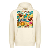 Sandshell sweet summer coffee cups with colorful leopard and sea stars seamless  Premium Hoodie - BundleAndBundleShop