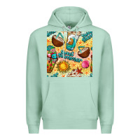Seafoam sweet summer coffee cups with colorful leopard and sea stars seamless  Premium Hoodie - BundleAndBundleShop