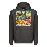 Smoke sweet summer coffee cups with colorful leopard and sea stars seamless  Premium Hoodie - BundleAndBundleShop