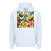 White sweet summer coffee cups with colorful leopard and sea stars seamless  Premium Hoodie - BundleAndBundleShop