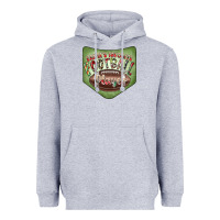 Heather Grey Christmas Pocket Heavyweight Hoodie - CowhideDigitalArt