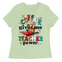 Matcha coffee gives me teacher power Ladies Tee - NancyCooperArtShop