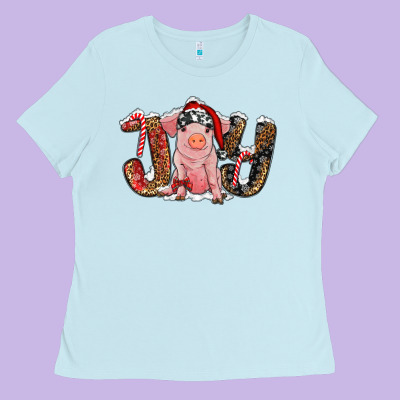 Joy With Pig Ladies Tee Designed By Ranaportraitstore