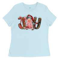 Baby Blue joy with pig Ladies Tee - RanaPortraitStore