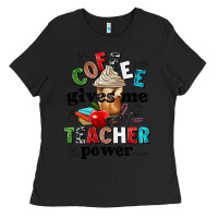 Black coffee gives me teacher power Ladies Tee - NancyCooperArtShop