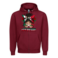 Burgundy Mexicana Messy Bun Mama Zipper Hoodie - BundleAndBundleShop
