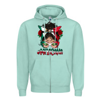 Seafoam Mexicana Messy Bun Mama Zipper Hoodie - BundleAndBundleShop
