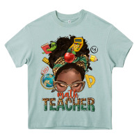 Math Teacher Life Afro Messy Bun Heavy Core Tee | Teevron