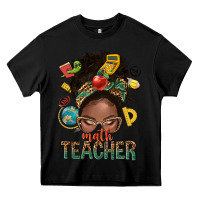 Black math teacher life afro messy bun Heavy Core Tee - NancyCooperArtShop