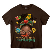 Chocolate Brown math teacher life afro messy bun Heavy Core Tee - NancyCooperArtShop