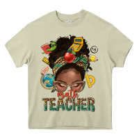 Mossy math teacher life afro messy bun Heavy Core Tee - NancyCooperArtShop