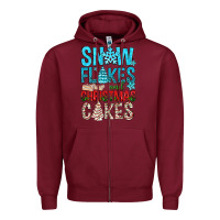 Burgundy Snow Flakes aAd Christmas Cakes Zipper Hoodie - BundleAndBundleShop