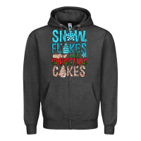 Charcoal Heather Snow Flakes aAd Christmas Cakes Zipper Hoodie - BundleAndBundleShop