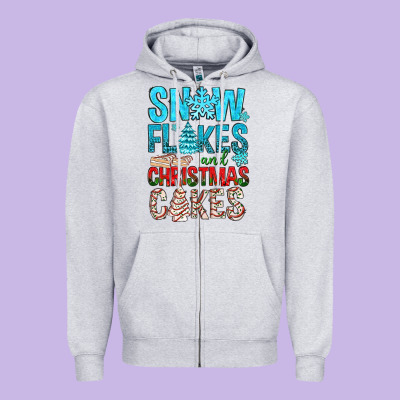 Snow Flakes Aad Christmas Cakes Zipper Hoodie Designed By Bundleandbundleshop