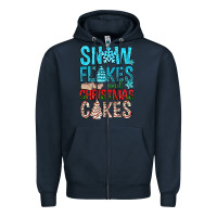 Navy Snow Flakes aAd Christmas Cakes Zipper Hoodie - BundleAndBundleShop