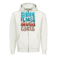 Oatmeal Heather Snow Flakes aAd Christmas Cakes Zipper Hoodie - BundleAndBundleShop