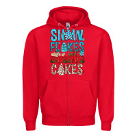 Red Snow Flakes aAd Christmas Cakes Zipper Hoodie - BundleAndBundleShop